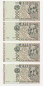 Lotto n.4 Banconote - 1000 Lire Marco Polo ... 
