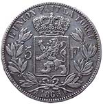 Belgio - Leopoldo I (1849-1865) 5 Franchi ... 