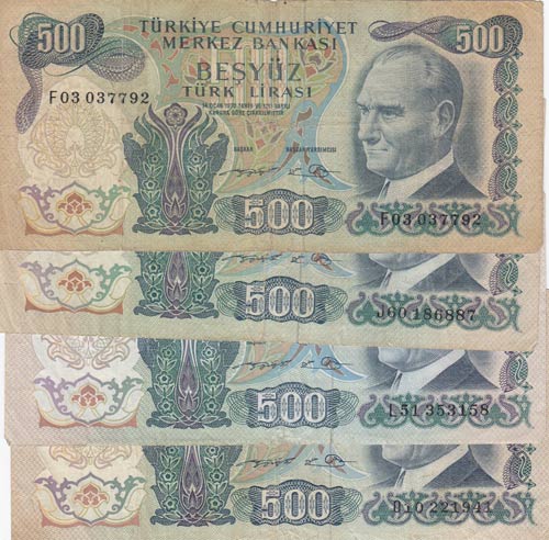 Turkey, 500 Lira, 1974, FINE / VF, ... 