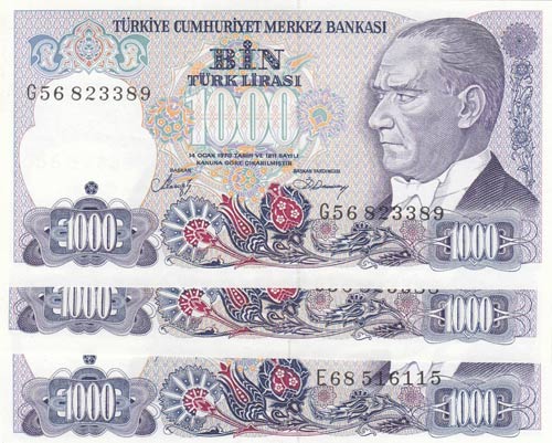 Turkey, 1000 Lira, 1986-1988, UNC, ... 