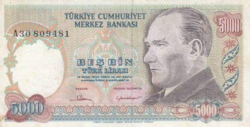Turkey, 5.000 Lira, 1981, XF, ... 