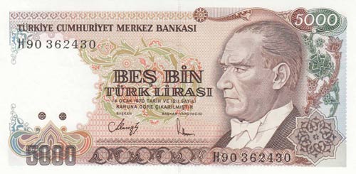 Turkey, 5.000 Lira, 1990, UNC, ... 