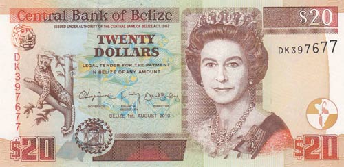 Belize, 20 Dollars, 2010, UNC, p69d