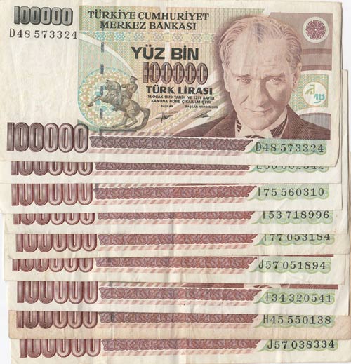 Turkey, 100.000 Lira, 1994-1996, ... 