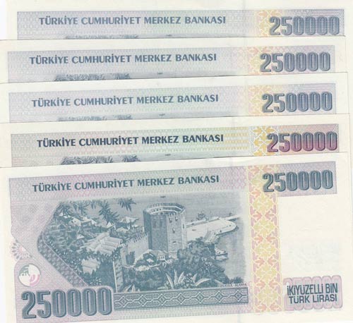 Turkey, 250.000 Lira, 1992-1998, ... 