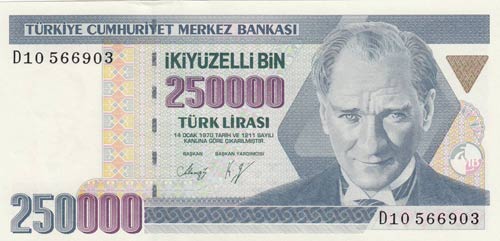 Turkey, 250.000 Lira, 1992, UNC, ... 