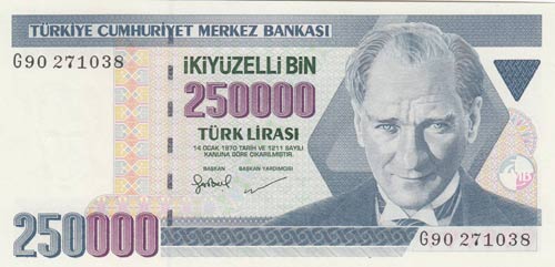 Turkey, 250.000 Lira, 1998, UNC, ... 
