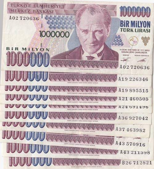 Turkey, 1.000.000 Lİra, 1995, XF ... 