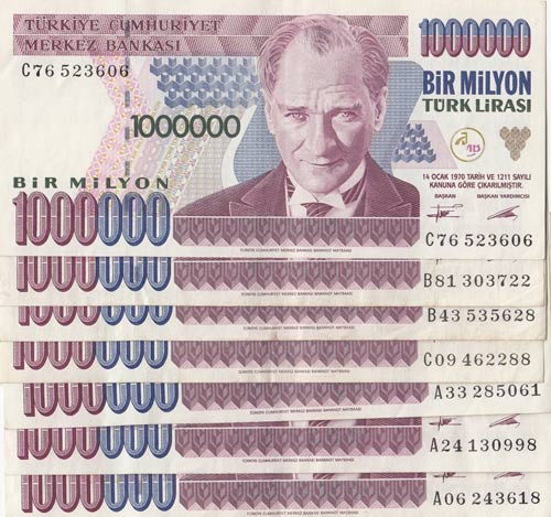 Turkey, 1.000.000 Lİra, 1995, XF, ... 