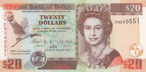 Belize, 20 Dollars, 2012, UNC, p72