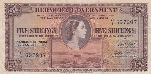 Bermuda, 5 Shillings, 1952, XF, ... 