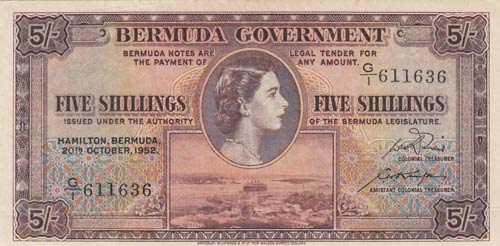 Bermuda, 5 Shillings, 1952, ... 