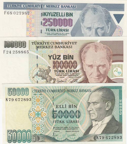 Turkey, 50.000 Lİra,1995-1998, ... 