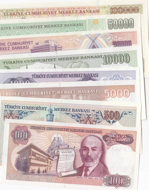 Turkey, 8 UNC banknot, all 7. ... 