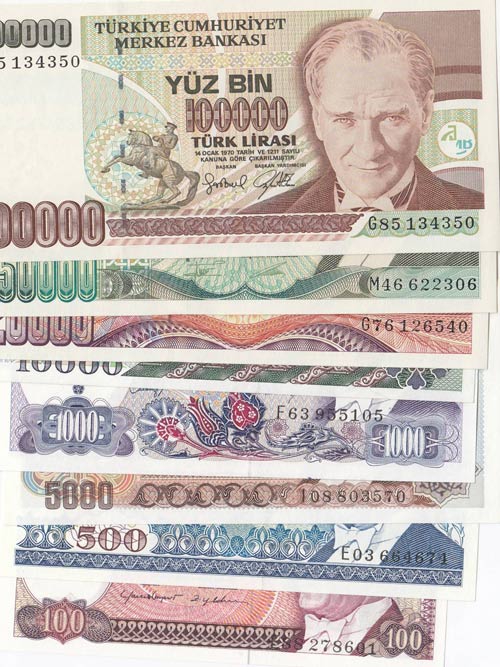 Turkey, 8 UNC banknot, all 7. ... 