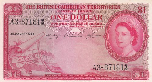 British Caribbean, 1 Dollar, 1958, ... 