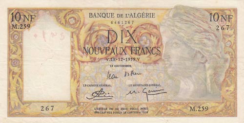 Algeria, 10 New Francs, 1959, XF, ... 