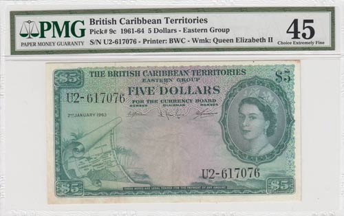 British Caribbean, 5 Dollars, ... 