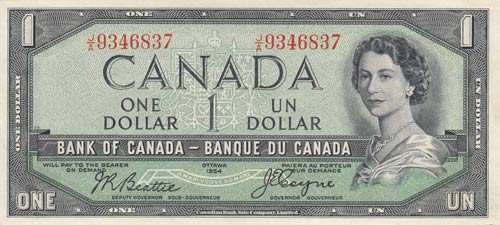Canada, 1 Dollar, 1954, AUNC (-), ... 