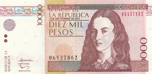 CoLombia, 10.000 Pesos, 2013, UNC, ... 