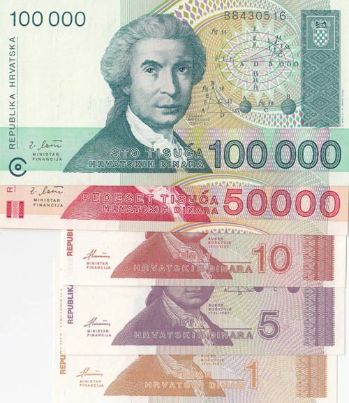 Croatia, 1 Dinar, 5 Dinars, 10 ... 