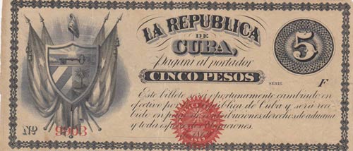 Cuba, 5 Pesos, 1869, VF (-), p56