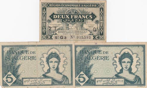 Algeria, 2 francs and 5 Francs ... 