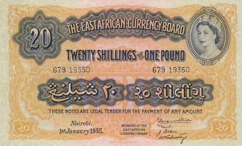 East Africa, 20 Shillings or 1 ... 