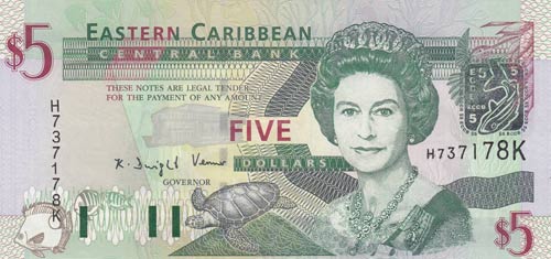 East Caribbean, 5 Dollars, 2000, ... 