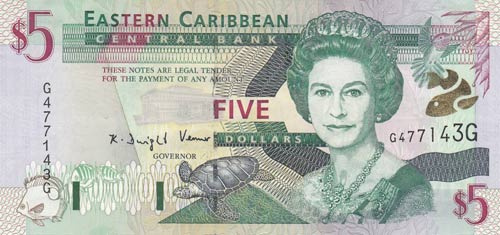 East Caribbean, 5 Dollars, 2003, ... 
