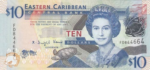 East Caribbean, 10 Dollars, 2008, ... 