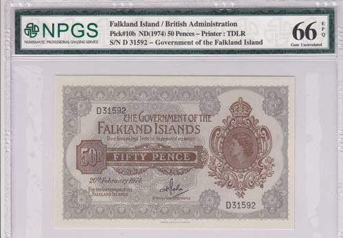 Falkland Islands, 50 Pence, 1974, ... 