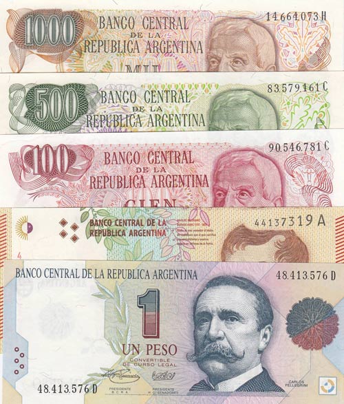 Argentina, 1 Peso, 10 Pesos, 100 ... 