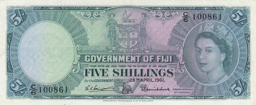 Fiji, 5 Shillings, 1961, XF (+), ... 