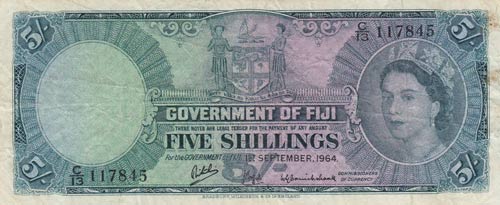 Fiji, 5 Shillings, 1964, VF (-), ... 
