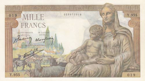 France, 1000  Francs, 1942, UNC, ... 