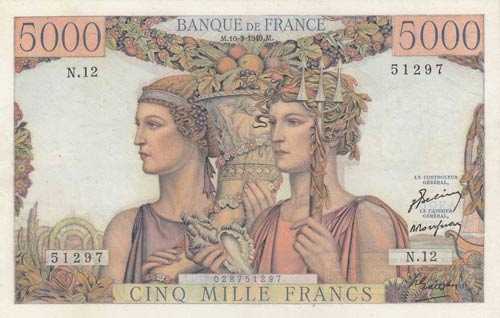 France, 5000 Francs, 1949, UNC, ... 