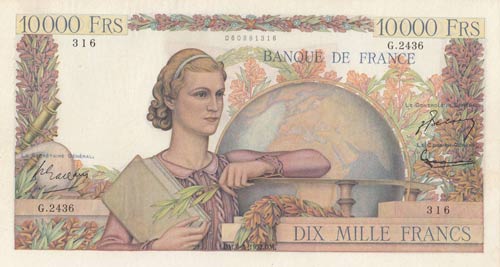 France, 10.000 Francs, 1952, AUNC, ... 