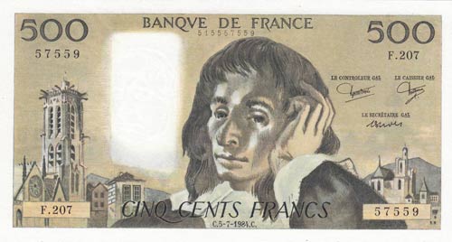 France, 500 Francs, 1984, UNC, ... 