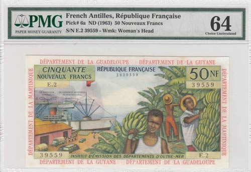 French Antilles, 50 New Francs, ... 