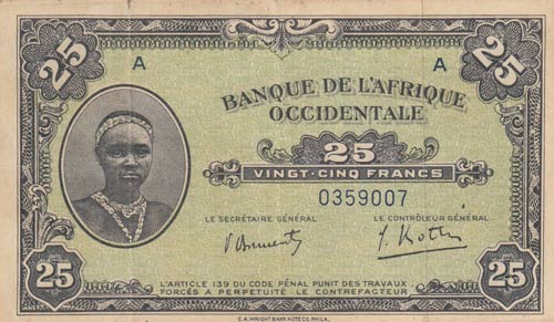 French West Afrıca, 10 Francs, ... 