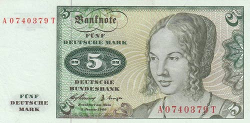Germany, 5 Mark, 1960, XF (+), p18