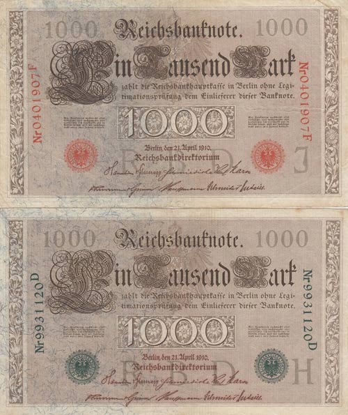 Germany, 1000 Mark, 1910, VF, p44, ... 