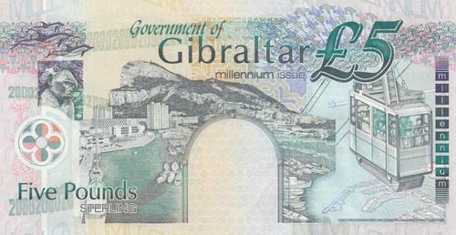 Gibraltar, 5 Pounds, 2000, UNC, ... 