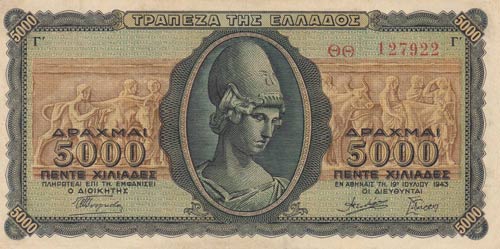 Greece, 5000 Drachmai, 1943, UNC ... 