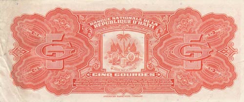 Haiti, 5 Gourdes, 1973, XF, p212