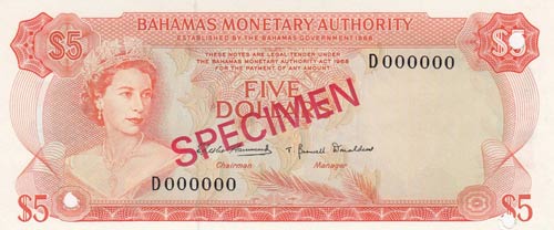 Bahamas, 5 Dollars, 1968, UNC, ... 