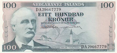 Iceland, 100 Kronur, 1961, UNC, p44