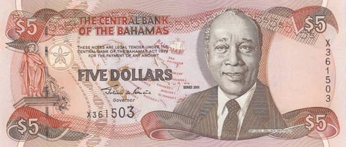 Bahamas, 5 Dollars, 2001, UNC, p63b