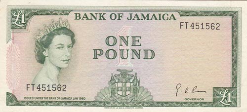 Jamaica, 1 Pound, 1964, AUNC, p51Ce
